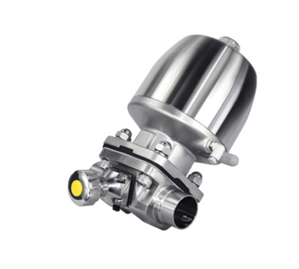 Válvula de diafragma multiportas modelo M-32H em aço inox 316L para controle de fluxo e desvio em processos sanitários de alta pureza