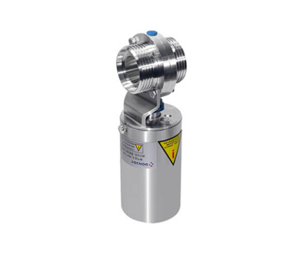 Válvula borboleta em aço inox 316L com atuador pneumático horizontal para controle de fluxo industrial de alta durabilidade
