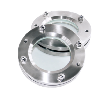 Visor de passagem flangeado em aço inox com luminária integrada para inspeção visual de tanques e reatores