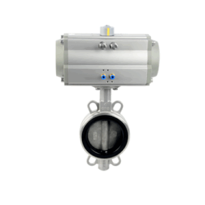 Válvula borboleta em aço inox 316L com atuador pneumático proporcional para controle preciso de vazão em sistemas industriais