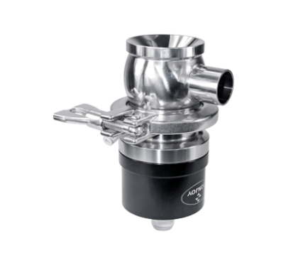 Válvula de diafragma radial em aço inox 316L para fundo de tanque, garantindo drenagem asséptica e retenção zero