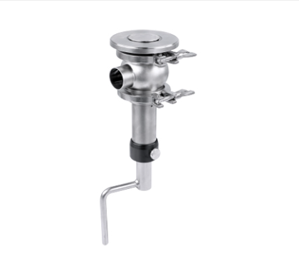Válvula de fundo de tanque com acionamento manual por volante em aço inox 316L para drenagem de reservatórios