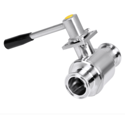 Válvula de esfera bipartida (2 peças) manual em aço inox 316L, com passagem plena para bloqueio eficiente de fluidos industriais sem perda de carga