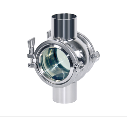Visor de inspeção de quatro vias em aço inox 316L para monitoramento visual multi-angular de fluxos industriais