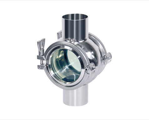Visor de inspeção de quatro vias em aço inox 316L para monitoramento visual multi-angular de fluxos industriais
