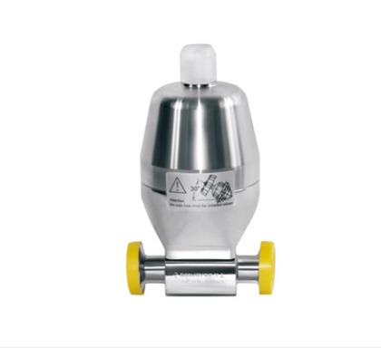 Válvula de diafragma mini sanitária em aço inox 316L com atuador pneumático para automação de processos estéreis e laboratoriais
