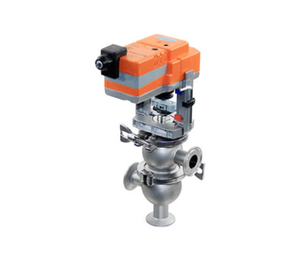 Válvula de sede inclinada em aço inox 316L com atuador elétrico motorizado para controle de precisão em processos industriais