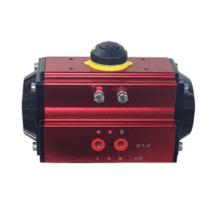 Atuador pneumático rotativo horizontal série Red Heavy, projetado para alta resistência em ambientes industriais agressivos e controle de válvulas de 90 graus