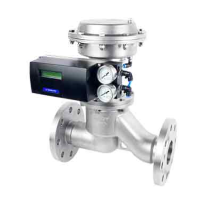 Válvula de corte regulada proporcional pneumática em aço inox para controle dinâmico de fluxo e resposta rápida em processos industriais