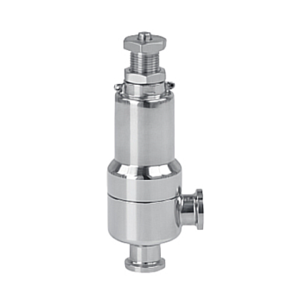 Mini válvula de alívio de segurança sanitária em aço inox com design compacto para proteção contra sobrepressão em sistemas industriais reduzidos