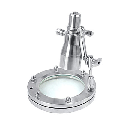 Visor de flange em aço inox com luminária LED multiangular de 24V CC para inspeção técnica de tanques e reatores