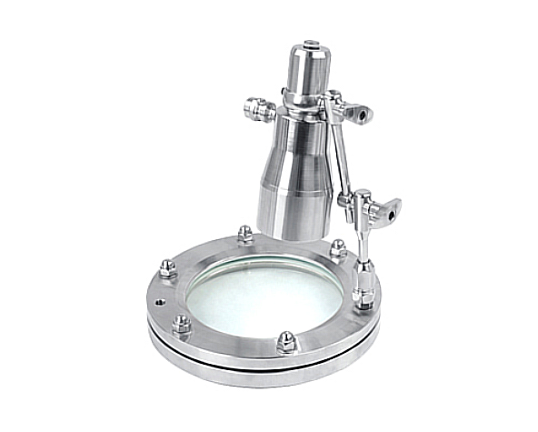 Visor de flange em aço inox com luminária LED multiangular de 24V CC para inspeção técnica de tanques e reatores