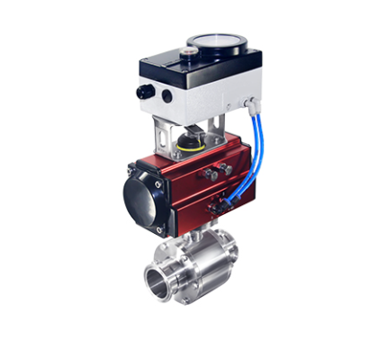 Válvula de esfera de controle proporcional pneumática em aço inoxidável com posicionador para automação industrial de precisão
