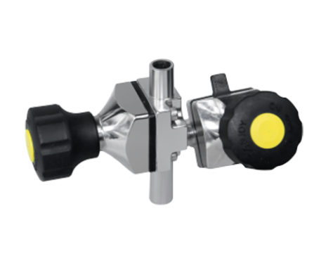 Válvula mini diafragma multiportas em aço inox 316L para controle de múltiplos fluxos em sistemas compactos e laboratoriais