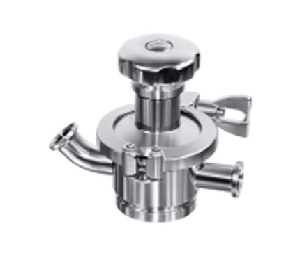 Válvula de diafragma radial em aço inox 316L com acabamento Ra 0.5 para processos assépticos e dosagem de gases