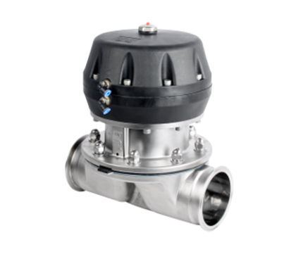 Válvula de diafragma em aço inox 316L com atuador pneumático para automação de processos sanitários e assépticos
