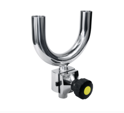 Mini válvula de diafragma de três vias tipo U em aço inox 316L, design compacto para sistemas de alta pureza sem pernas mortas