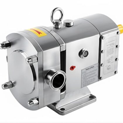 Bomba de rotor industrial totalmente fabricada em aço inoxidável, indicada para processos sanitários em laticínios, cervejarias e indústrias químicas