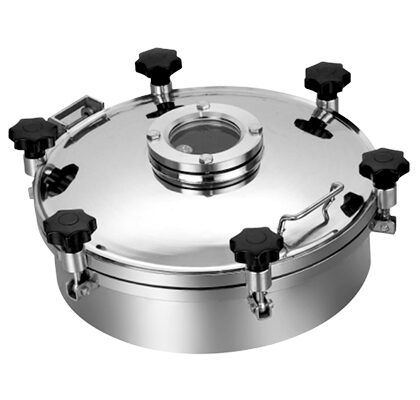 Tampa de inspeção circular pressurizada tipo manhole em aço inox série PX-PMH para tanques industriais