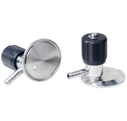 Válvula de amostragem de passagem plena em aço inox 316L série PX-ASV-FREE com zona morta zero para processos farmacêuticos e biotecnológicos