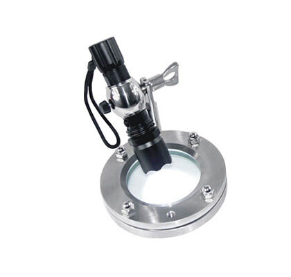 Visor de vidro tipo flange em aço inox com luminária LED articulada e recarregável série PX-FSG-RL para inspeção de tanques