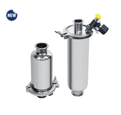 Filtro sanitário em aço inox com dreno de condensação série PX-FWC para tratamento de ar e gases industriais