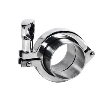 União tipo clamp sanitária em aço inox série PX-CUN para conexões rápidas em tubulações industriais