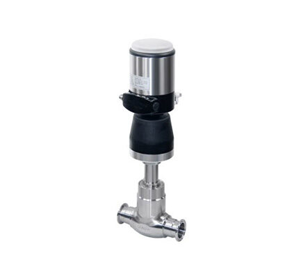 Válvula globo de regulagem sanitária em aço inox 316L, série PX-RGV, para controle de fluxo PID e vapor em processos industriais