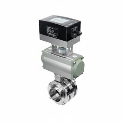 Válvula borboleta pneumática com atuador horizontal em aço inox série PX-BV-HORIZ para automação de processos sanitários