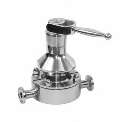 Válvula de amostragem asséptica manual em aço inox 316L com manípulo de trava para coleta estéril e esterilização por vapor