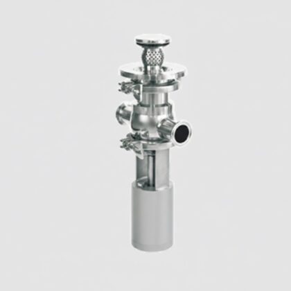 Válvula de limpeza e dreno em aço inox 316L série PX-TBCV para fundo de tanque, ideal para sistemas CIP e drenagem estéril