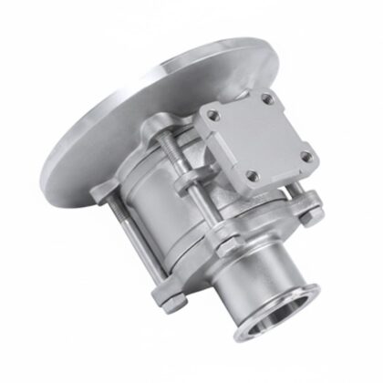 Válvula de esfera para fundo de tanque com acionamento manual em aço inox 316L série PX-TB-BALL para descarga sanitária total