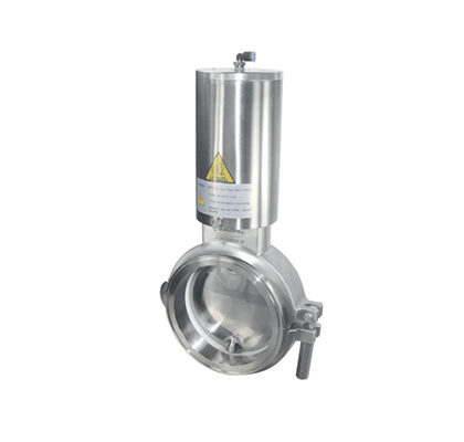 Válvula borboleta de corpo curto em aço inox 316L série DJ-FDT para escoamento de pós, grânulos e cápsulas em tanques sanitários